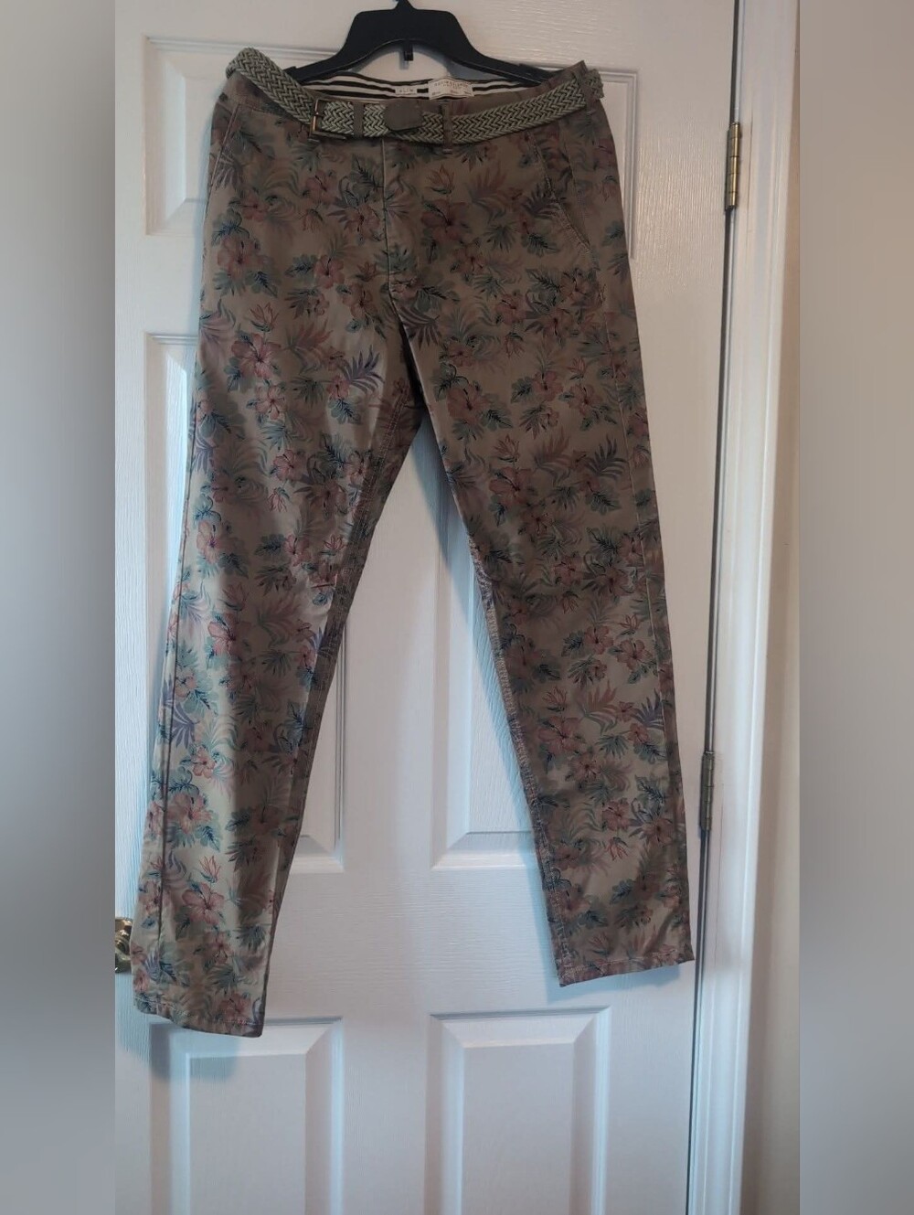 Denim & Flower Ricky Singh Slim Fit Floral Chino Pants With Belt